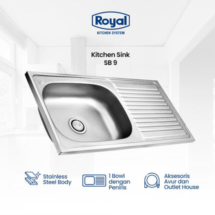 Kitchen Sink Royal SB 9 Wastafel Dapur | Bak Cuci Piring 100 x 50 Cm