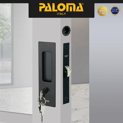Handle Tanam Pintu Sliding Comen Geser Set Persegi PALOMA SDP 3101 3102 Kunci Stainless SUS 304 With Standard Key Stainless Black Grey Gagang