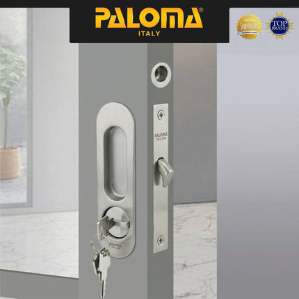 Handle Tanam Set PALOMA SDP 3111 Comen Pocket Door Toilet Kunci Pintu Kamar Mandi Sliding Geser Oval Lonjong Lockset Lock Set With Key Stainless Steel SUS304 Chrome