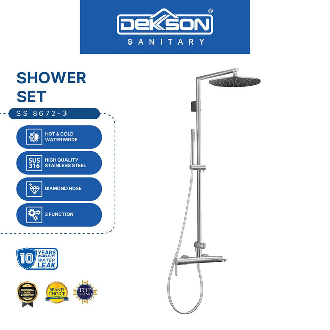 Shower Set Tiang Dekkson Keran Shower Mixer Air Panas Dingin SUS 316 SS 8672-3
