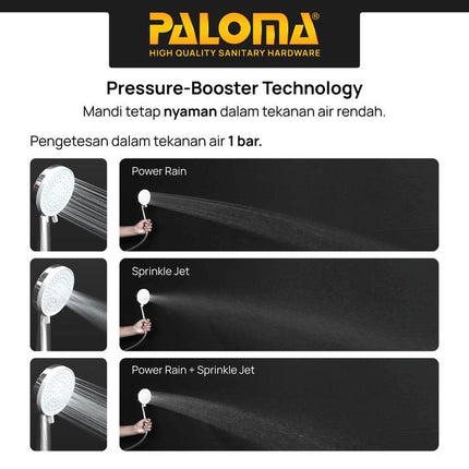 PALOMA SSP 1108 Shower Set Tiang Handshower Mandi Hand Shower Head Kepala Shower Genggam Pole Bar 3 Mode Paket ABS Chrome Gunmetal Gun Metal Grey Black Gold Silver Abu Hitam Emas SSP 1108CP SSP 1108MB SSP 1108GM SSP 1108SG