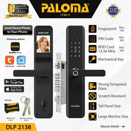 Smart Lock Camera Door Viewer PALOMA DLP 2138 Kunci Pintu Handle Digital