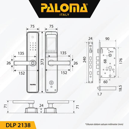 Smart Lock Camera Door Viewer PALOMA DLP 2138 Kunci Pintu Handle Digital