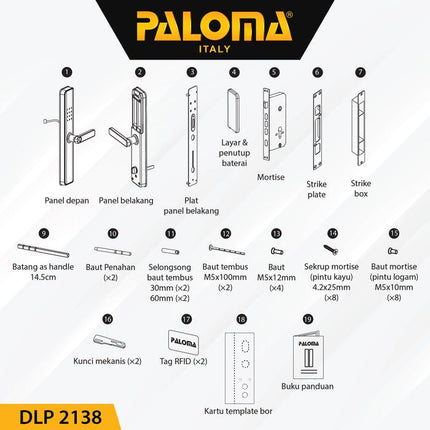 Smart Lock Camera Door Viewer PALOMA DLP 2138 Kunci Pintu Handle Digital