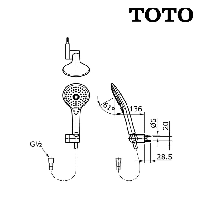 Hand Shower Set TOTO THX118KHA Hand Tangan Sower Mandi