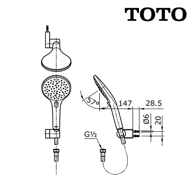 Hand Shower Set TOTO THX118MMC Sower mandi