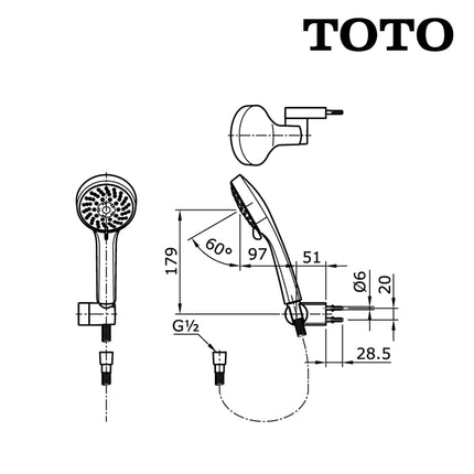 Hand Shower Set TOTO THX118SRR Hand Tangan Sower Mandi