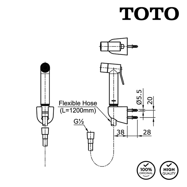 Jet Shower Set TOTO THX20MMD Luxury Metal Shower Spray Jet Washer Shower Kloset