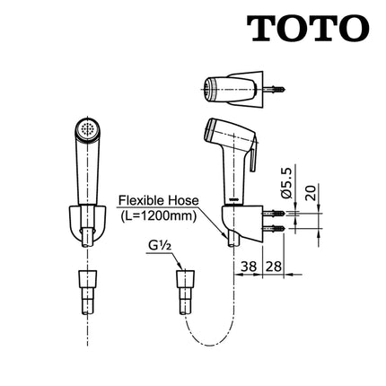 Jet Shower Set TOTO THX20NBW Shower Spray Jet Sower White