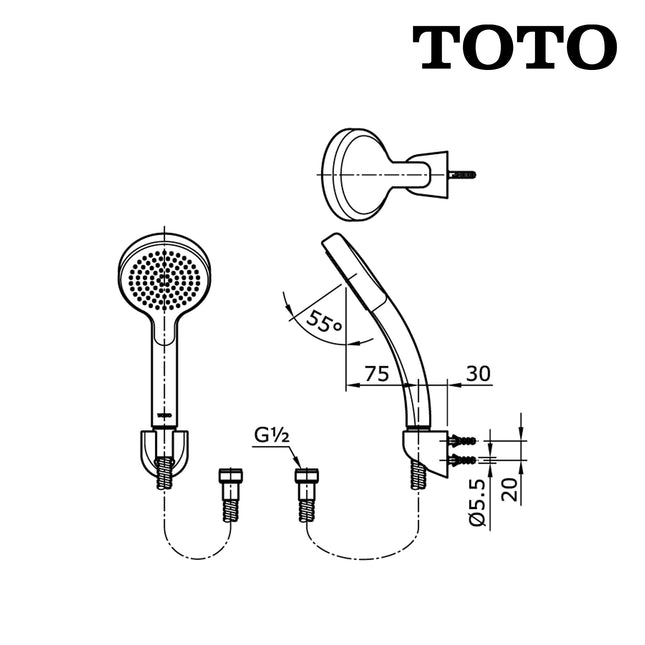 Hand Shower Set TOTO THX48ZB Tangan Hand Sower Mandi