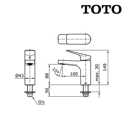 Keran Wastafel TOTO TX109LRS Rei S Single Lever Lavatory Faucet