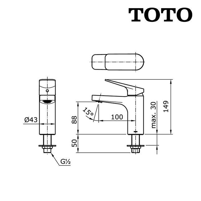 Keran Wastafel TOTO TX109LRS Rei S Single Lever Lavatory Faucet
