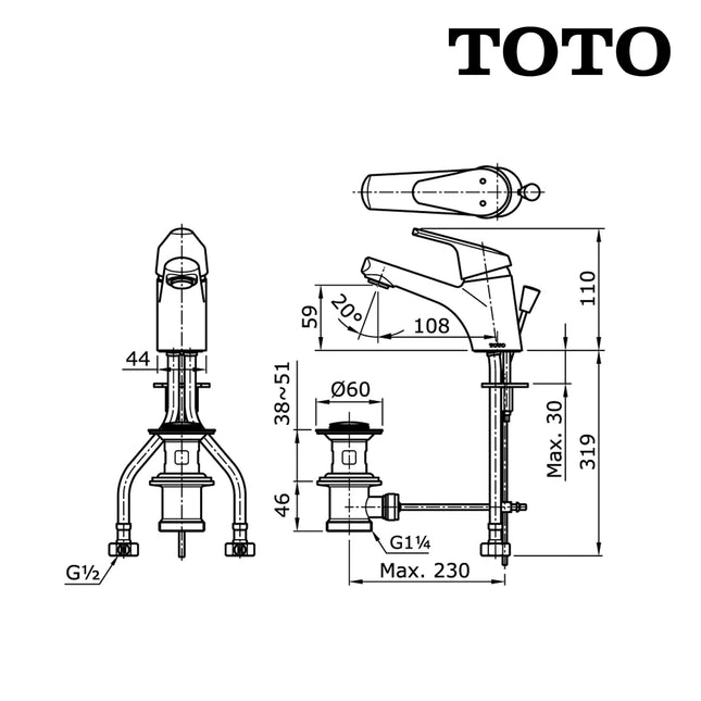 Keran Wastafel TOTO TX115KEA Lavatory Faucet Kran Air Kamar Mandi
