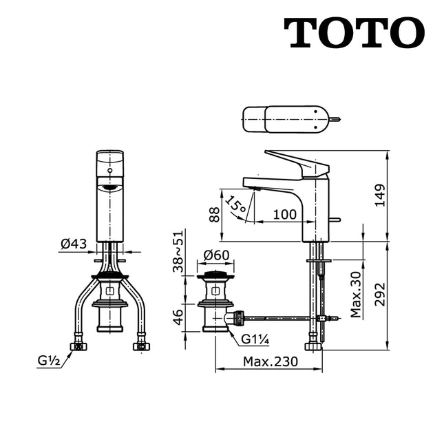 Keran Wastafel TOTO Lavatory Faucet TX115LRS Kran Washtafel