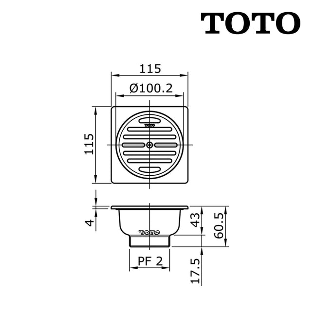 Floor Drain TOTO TX1DB Saringan Got Lubang Air Kamar Mandi