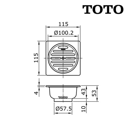 Floor Drain With Square Flange TOTO TX1EB Saringan Got Kamar Mandi