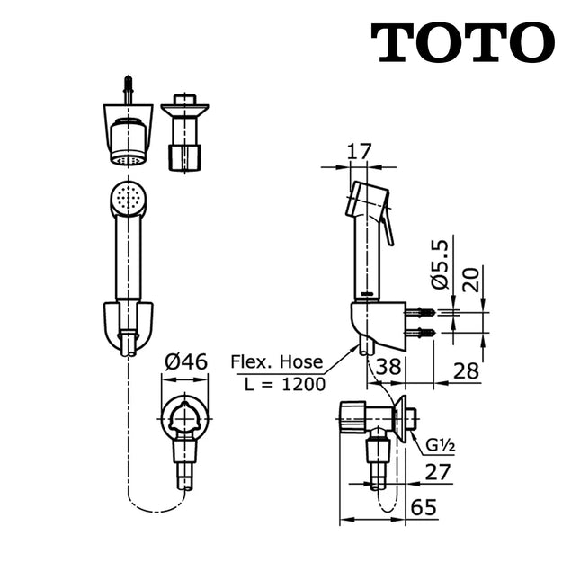 Jet Shower TOTO TX403SEV2W Sower Spray W/ Stop Valve White