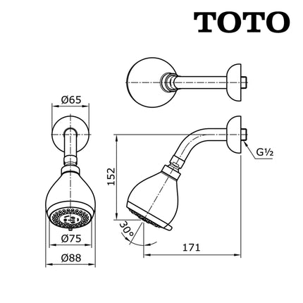 Shower Head TOTO TX466SM Head Shower Shower Mandi Rain Shower