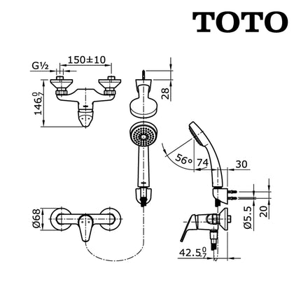 Hand Shower Set TOTO TX474KEA Sower Mandi Tangan Hand Shower