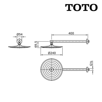Head Shower TOTO TX488KHA HA Fixed Shower Head With Pipe (Wall Type) Sower Tanam Dinding