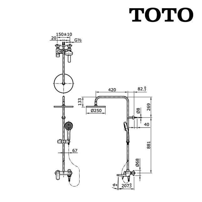 Shower Tiang Column Set TOTO TX493SRS Sower Kamar Mandi