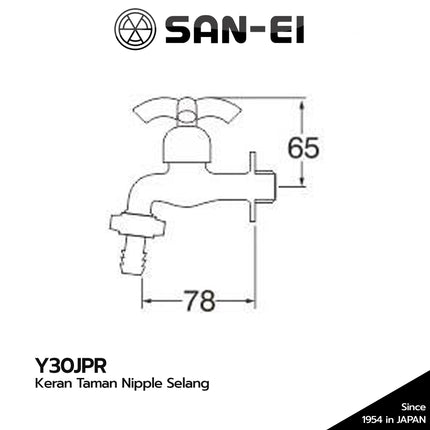 Kran Taman Tembok SANEI Y30JPR Keran Air Taman Nipple Selang Y 30 JPR