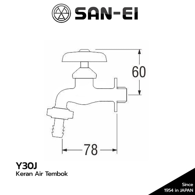 Kran Taman SANEI Y30J Keran Air Tembok Sink Tap with Coupling Y 30 J