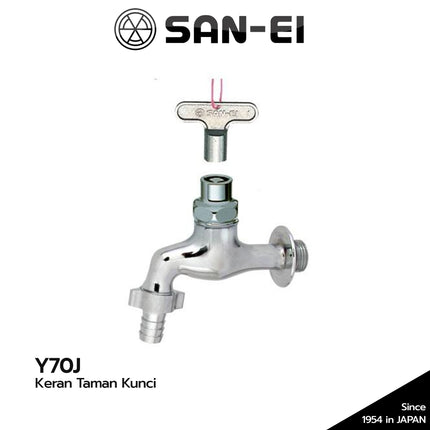 Kran Taman Kunci SANEI Y70J Keran Air Tembok Nipple Selang Y 70J