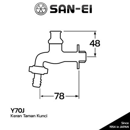Kran Taman Kunci SANEI Y70J Keran Air Tembok Nipple Selang Y 70J