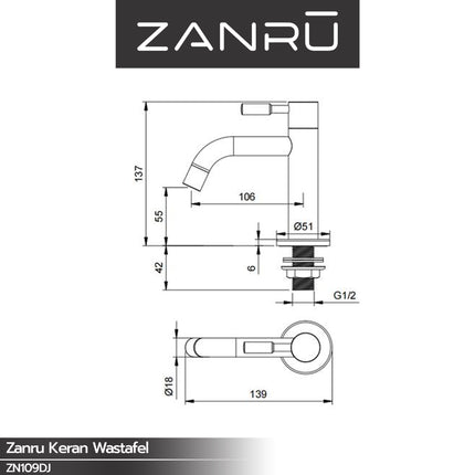 Keran Wastafel ZANRU ZN109DJ Lavatory Faucet Kran Washtafel