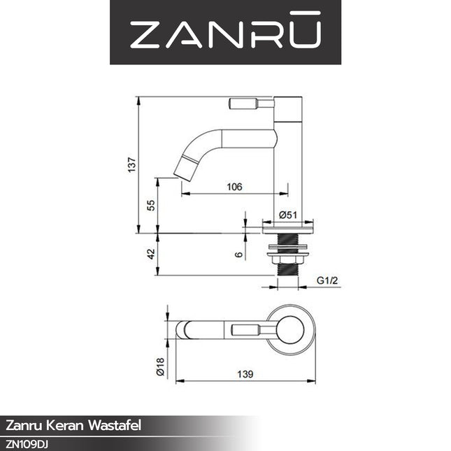 Keran Wastafel ZANRU ZN109DJ Lavatory Faucet Kran Washtafel