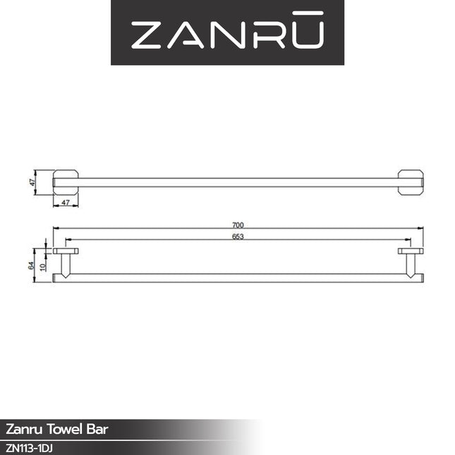 Towel Shelf ZANRU ZN113-1DJ Gantungan Handuk Baju Towel Bar Single
