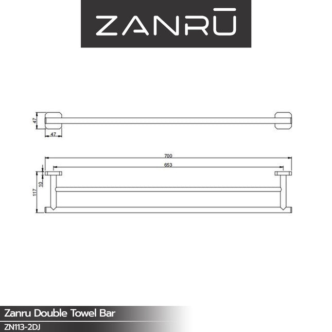 Double Towel Bar ZANRU ZN113-2DJ Gantungan Handuk Gantungan Baju