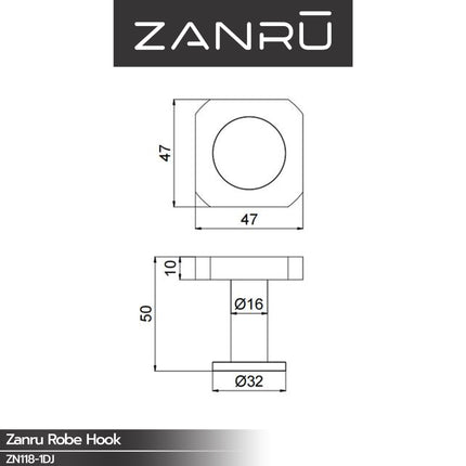 Robe Hook ZANRU ZN118-1DJ Gantungan Baju Handuk Kamar Mandi
