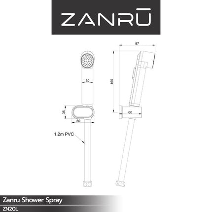 Shower Spray with Flexible Hose ZANRU ZN20L Jet Washer Shower Sower Kloset Semprotan Kamar Mandi