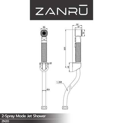 Shower Spray with Flexible Hose ZANRU ZN20 Jet Washer Shower Sower Kloset