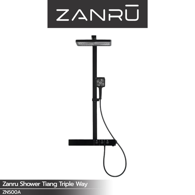 Shower Tiang Set ZANRU ZN500A Matte Black Thermostat Shower Column Set