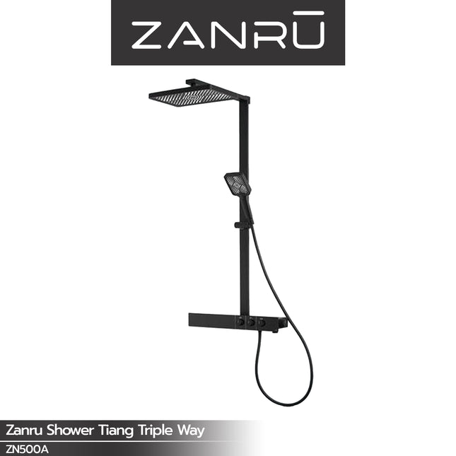 Shower Tiang Set ZANRU ZN500A Matte Black Thermostat Shower Column Set