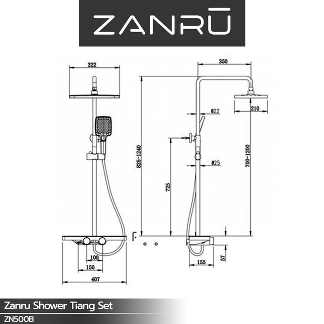 Shower Tiang Set ZANRU ZN500B Thermostat Column Set Shower Column