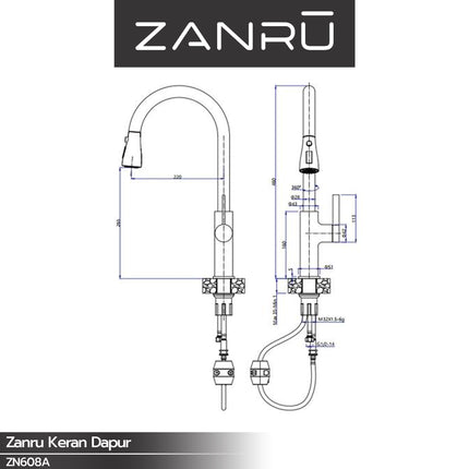 Kitchen Faucet ZANRU ZN608A Kran Keran Dapur