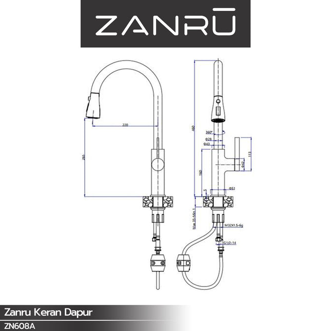 Kitchen Faucet ZANRU ZN608A Kran Keran Dapur