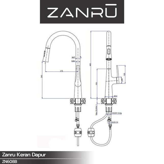 Kitchen Faucet ZANRU ZN608B Kran Keran Dapur