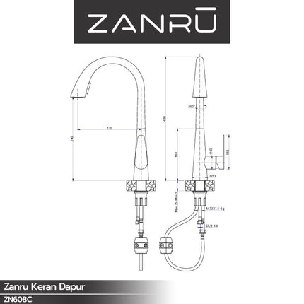 Kitchen Faucet ZANRU ZN608C Kran Keran Dapur