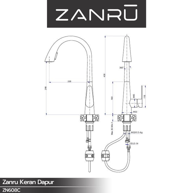 Kitchen Faucet ZANRU ZN608C Kran Keran Dapur