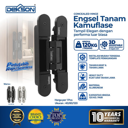 DEKKSON Engsel Tanam Concealed Hinge Adjustable Engsel Pintu Tersembunyi ES CONC D40 D80 D120 40-120KG
