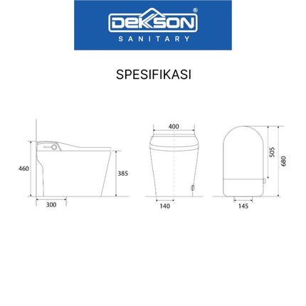 Toilet Smart Dekkson TS 6839 S TRAP White Kloset Duduk Pintar Automatic