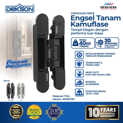 DEKKSON Engsel Tanam Concealed Hinge Adjustable Engsel Pintu Tersembunyi ES CONC D40 D80 D120 40-120KG
