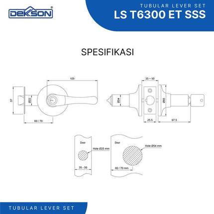 Kunci Pintu Toilet Dekson LS T6300 Kunci Pintu Kamar Mand Lever Set Dekkson