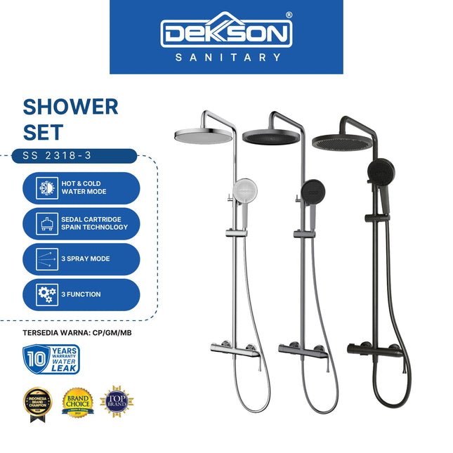 Shower Set Tiang Dekkson Keran Shower Mixer Air Panas Dingin Lyra Series SS 2318-3