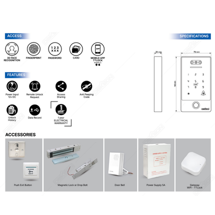 DEKKSON RF09 BK ELC 9318 MF Electronic Lock Reader Access